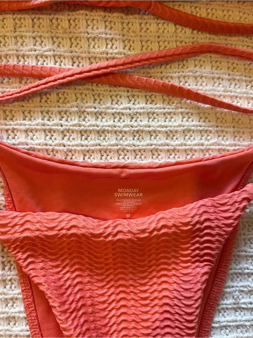 Monday Swimwear Coral Wrap Bikini Top and Bottom